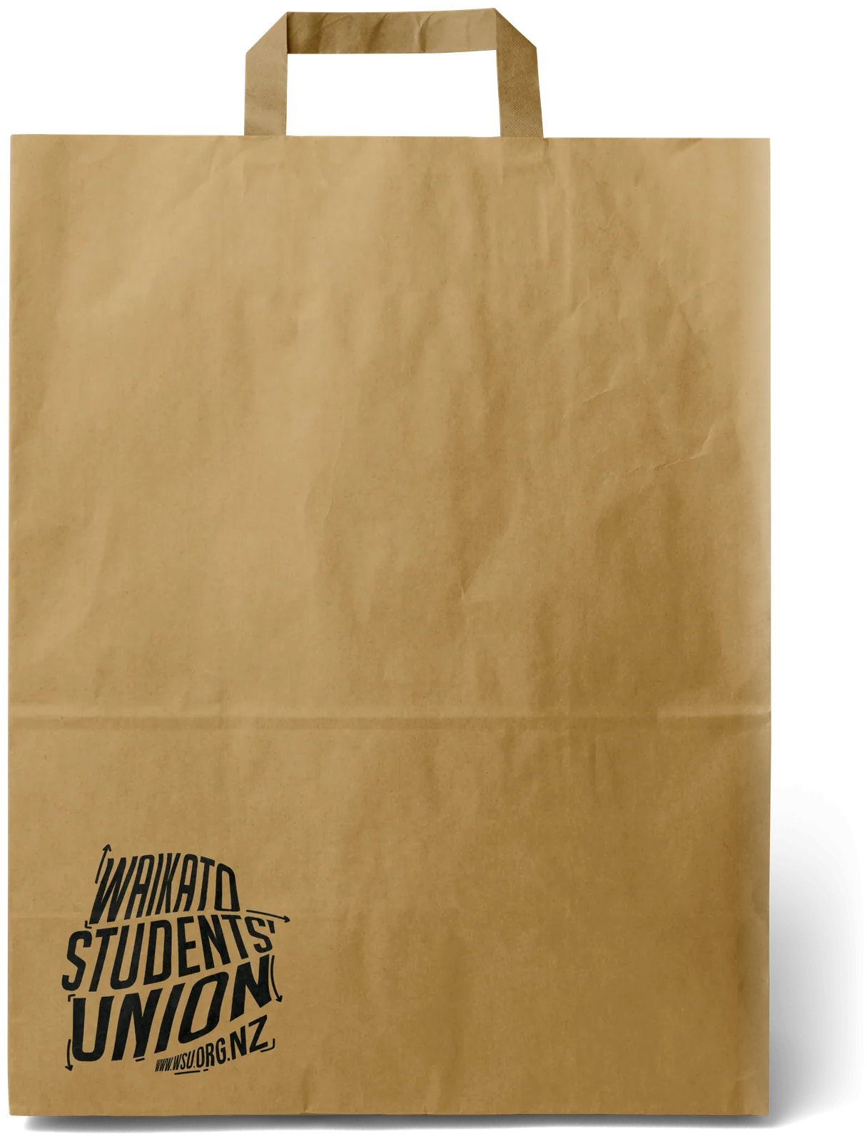Kraft paper bag with a small black union stamp