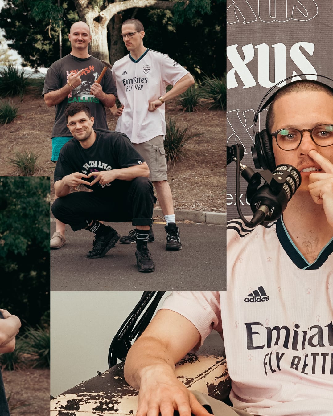 On the mic in the pink football shirt, the Nexus wall behind