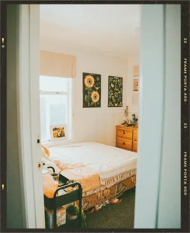 Through the bedroom door