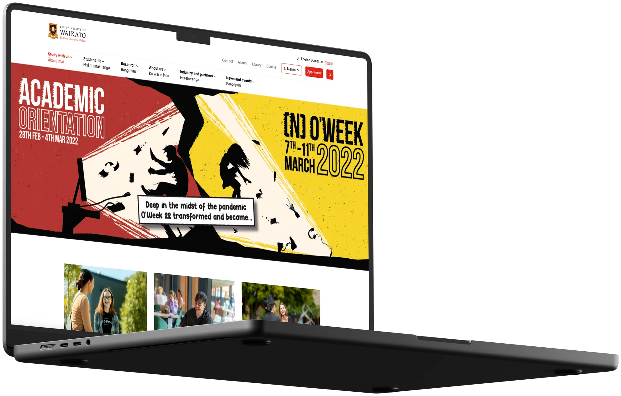 The campaign running as the hero of the Waikato Students' Union website