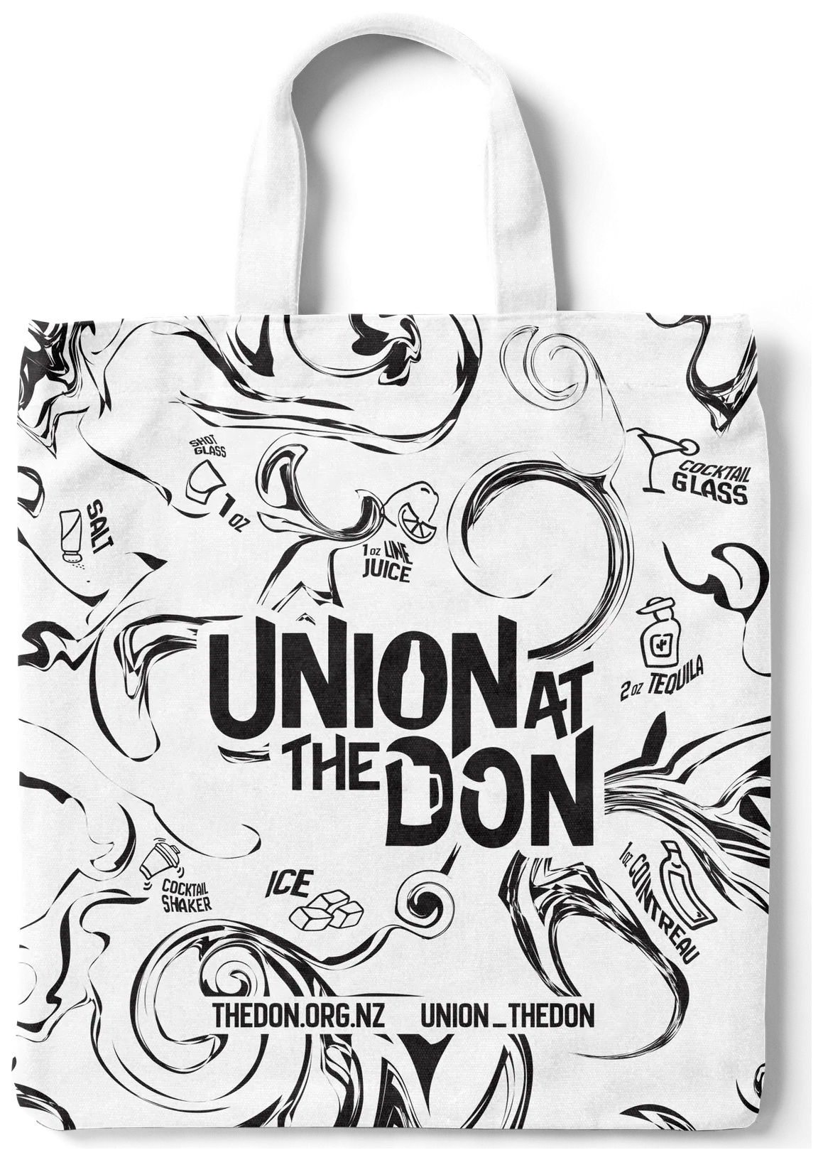Final tote in white with black swirls