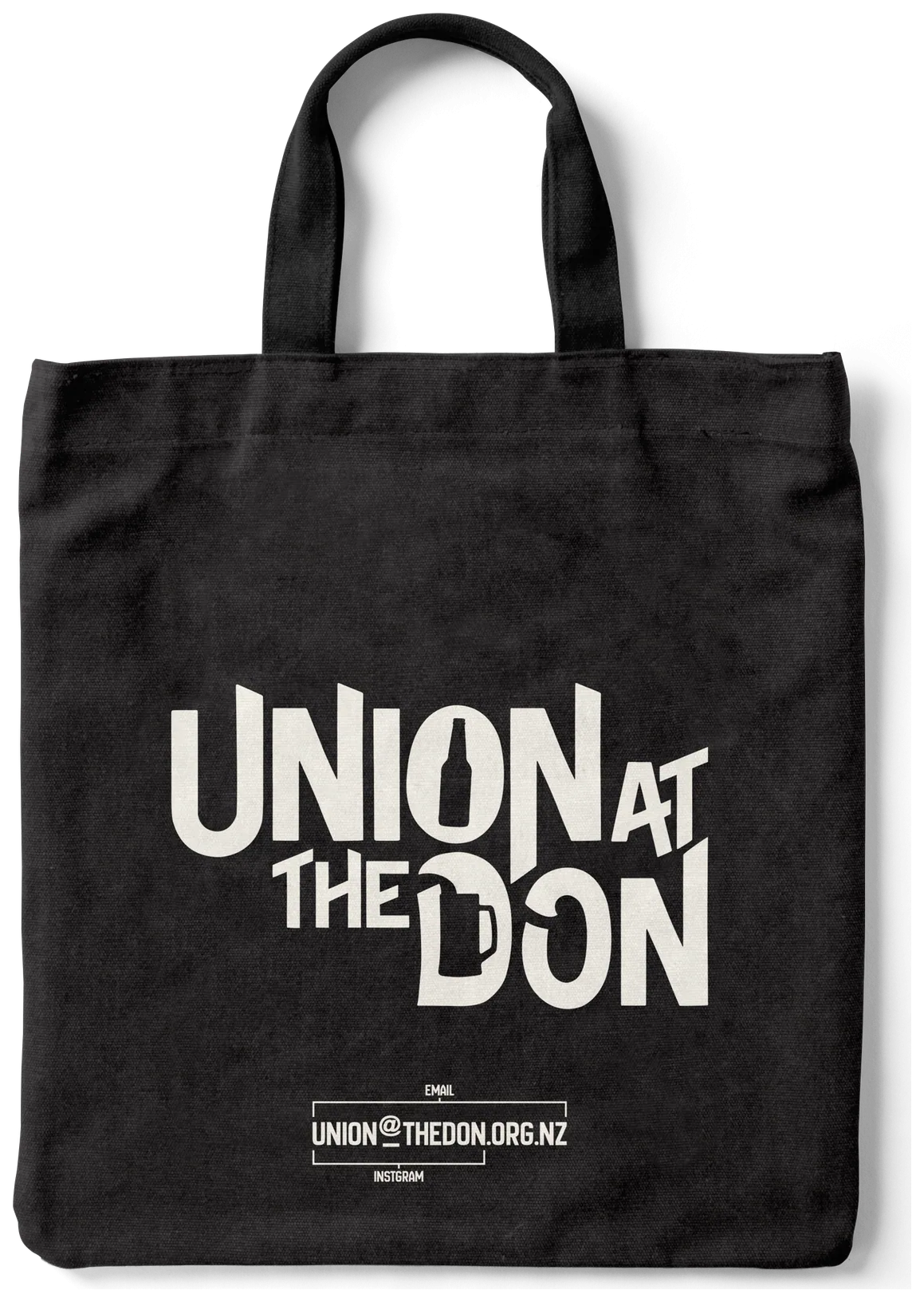 Plain black Union at the Don tote bag, the first simple concept